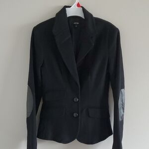 Jacob Women's Black Wool Cashmere Blend Blazer Jacket with Elbow Patches Size XS